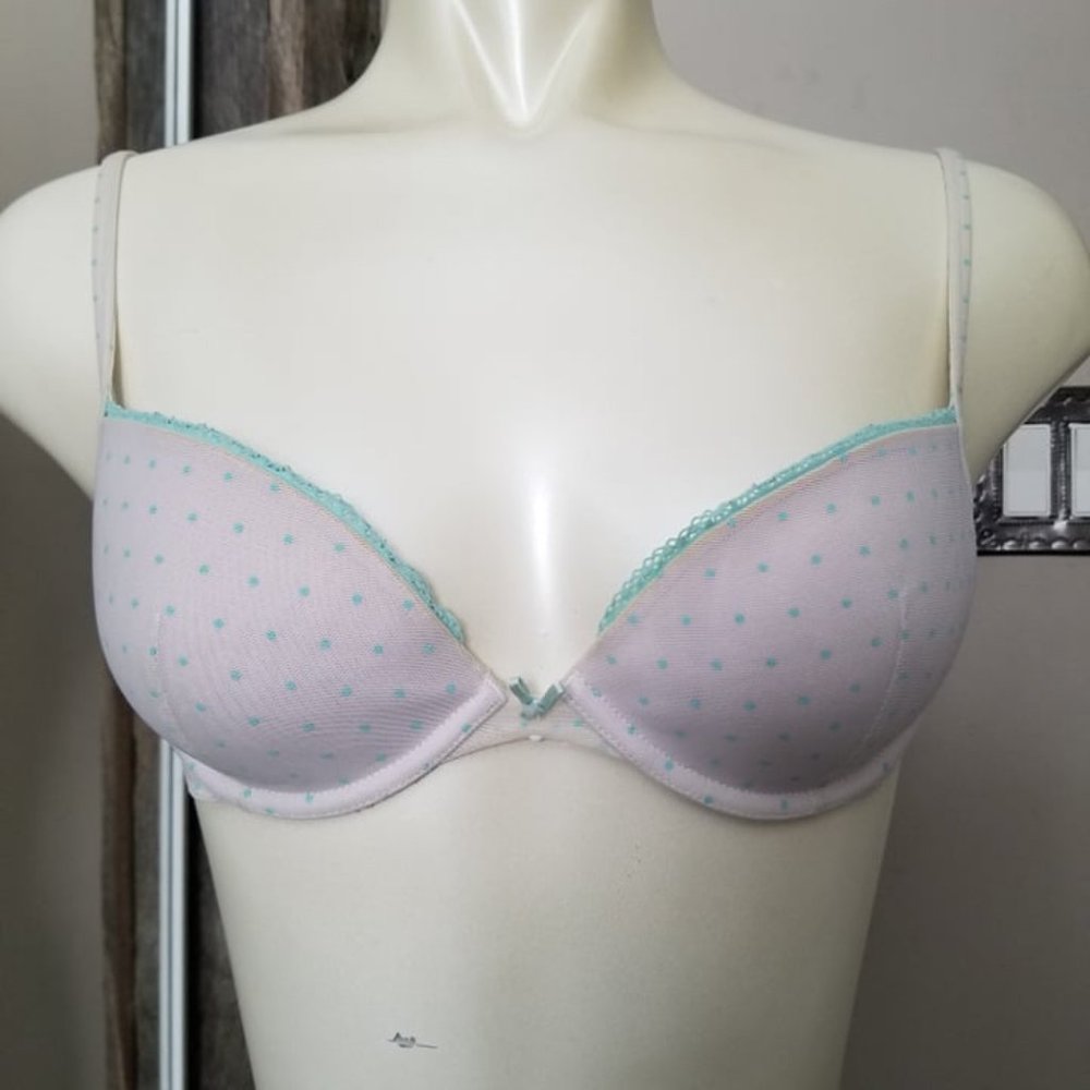 La Senza White Bra With Blue Polka Dots ~Like New~